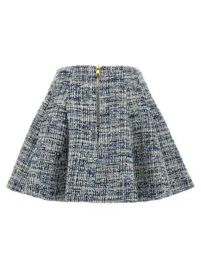 Balmain Space-dyed Cotton-blend Miniskirt In Blue