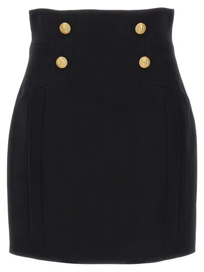 Balmain 4-button Grand De Poudre Mini Skirt In Black