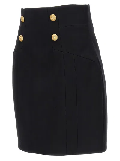 Balmain 4-button Grand De Poudre Mini Skirt In Black