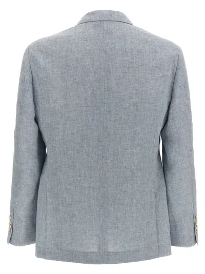 Brunello Cucinelli Deconstructed Single-breasted Washed Linen Blazer In Blue