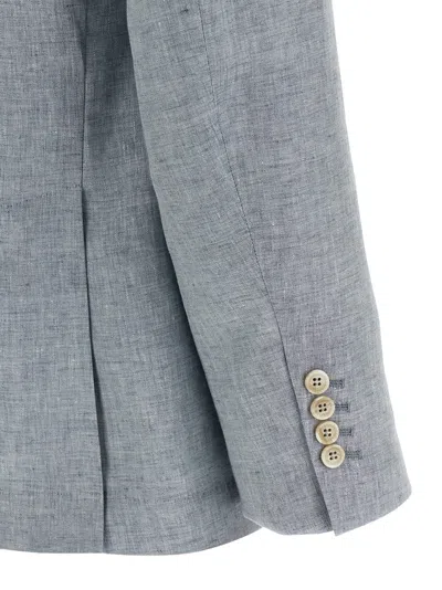 Brunello Cucinelli Deconstructed Single-breasted Washed Linen Blazer In Blue