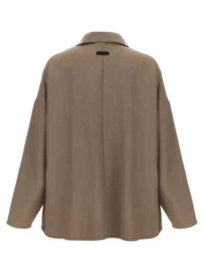 Fear Of God Collared Wool Jacket Long Sleeves Relaxed Fit In Brown