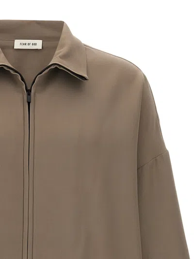 Fear Of God Collared Wool Jacket Long Sleeves Relaxed Fit In Brown