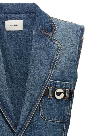 Coperni Vest With Notched Lapels And Pockets In Blue