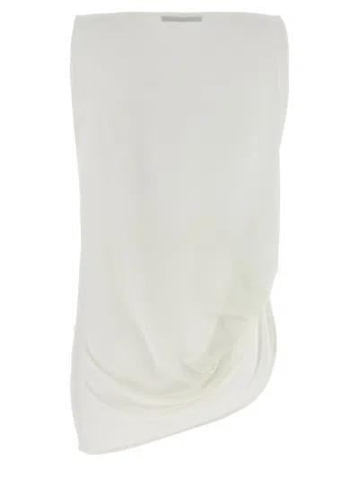 Jacquemus Le Haut Peplo White Top With Square Neck And Cut-out On The Side In Viscose Blend Woman In White