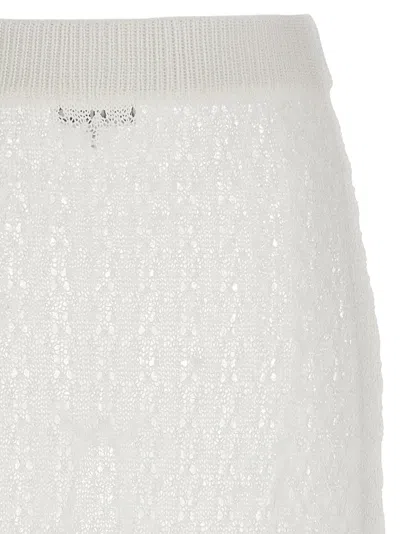 Ganni Shiny Pointelle Knit Skirts White In White