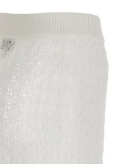 Ganni Shiny Pointelle Knit Skirts White In White