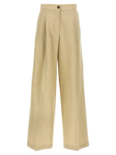 Yves Salomon High-waisted Linen Blend Trousers