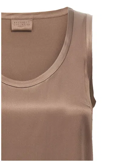 Brunello Cucinelli Silk Top With Round Neckline