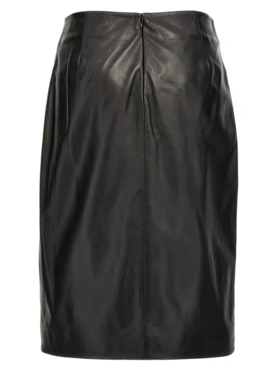 Loulou Studio Leather Midi Skirt In Black