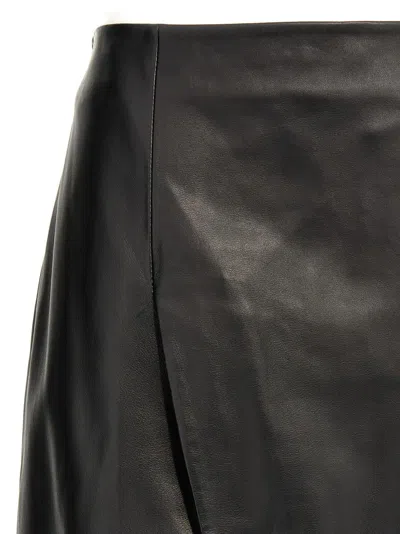 Loulou Studio Leather Midi Skirt In Black