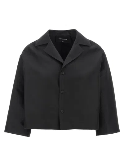 Fabiana Filippi Silk Blend Wide Blazer With V-neck Collar In Black