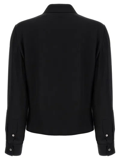 Theory Black Blouse With Peak Revers And Crossover Neck In Black