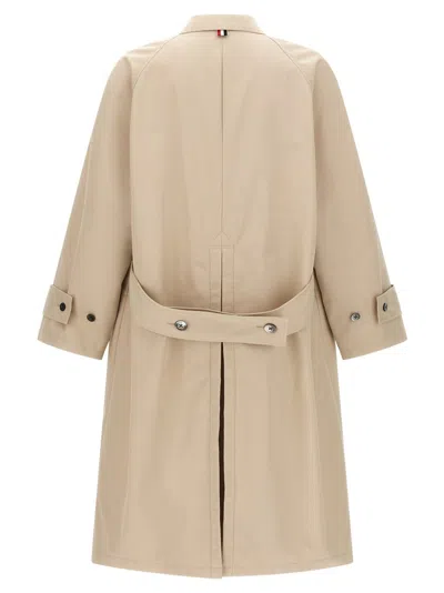 Thom Browne Water-repellent Cotton Trench Coat In Neutral