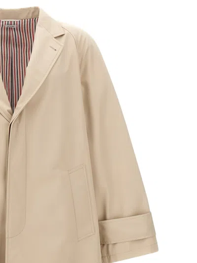 Thom Browne Water-repellent Cotton Trench Coat In Neutral