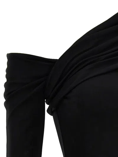 Courrèges Twisted Knitted Dress In Black