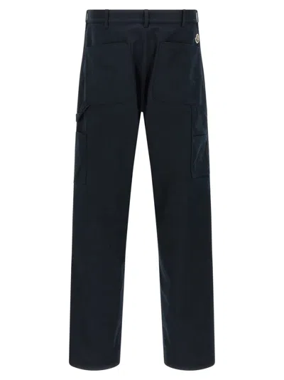 Moncler Cotton Trousers With Belt Loops And Pockets In Blue
