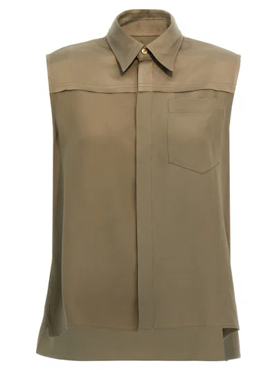 Ami Alexandre Mattiussi Ami Sleeveless Viscose Blend Shirt With Button Closure In Brown