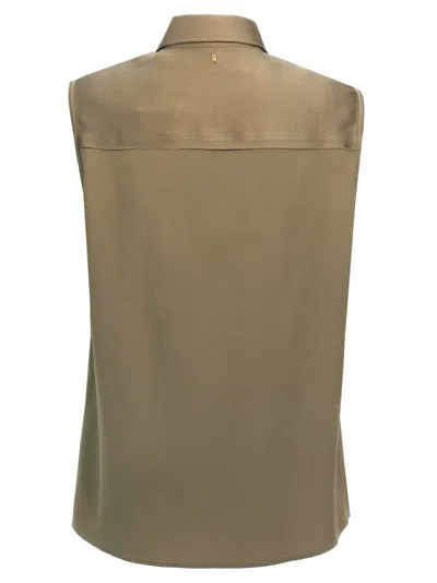 Ami Alexandre Mattiussi Ami Sleeveless Viscose Blend Shirt With Button Closure In Brown