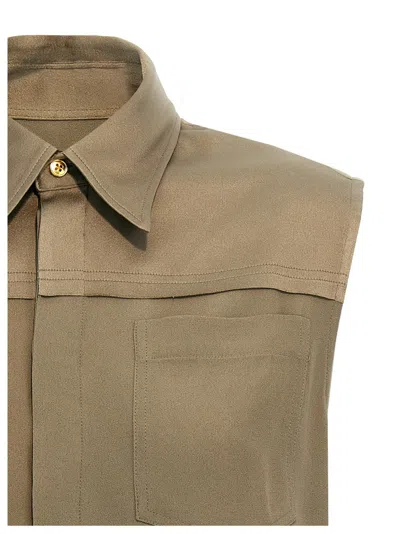 Ami Alexandre Mattiussi Ami Sleeveless Viscose Blend Shirt With Button Closure In Brown