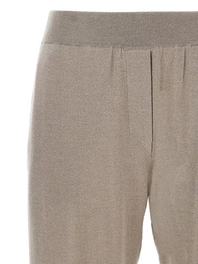 Brunello Cucinelli Shimmering Joggers With Elastic Waistband And Cuffed Hem In Neutral