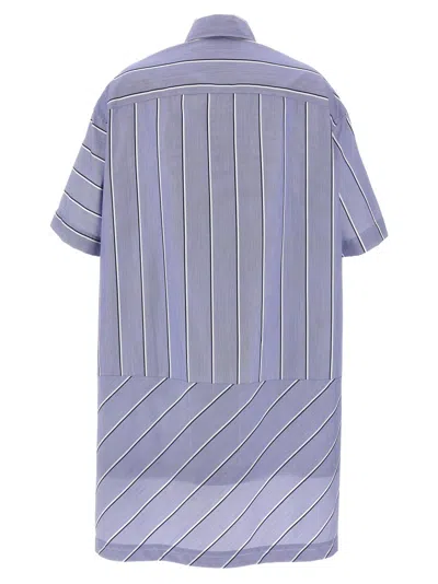 Jw Anderson J. W. Anderson Patchwork Cotton Shirt Dress With Asymmetric Hem In Blue