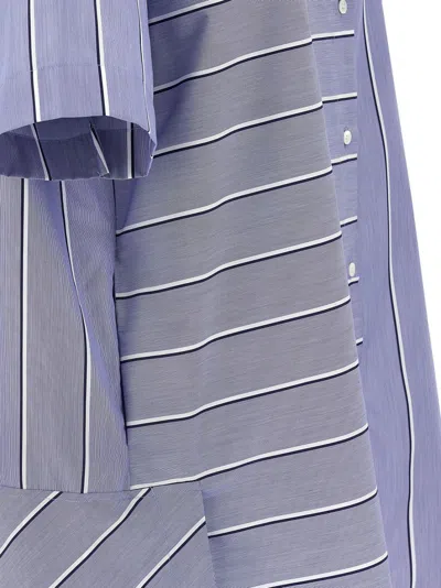 Jw Anderson J. W. Anderson Patchwork Cotton Shirt Dress With Asymmetric Hem In Blue