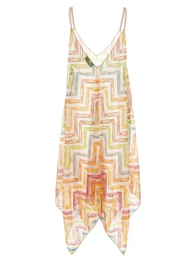 Missoni Tulle Dress With Asymmetrical Hem And Spaghetti Straps