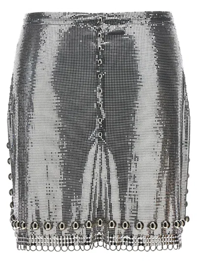 Rabanne Metallic Mesh Skirt In Silver