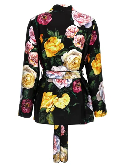 Dolce & Gabbana Floral Print Silk Twill Pajama Shirt In Multi
