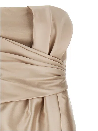 Alberta Ferretti Beige Mikado Longuette Dress In Neutral