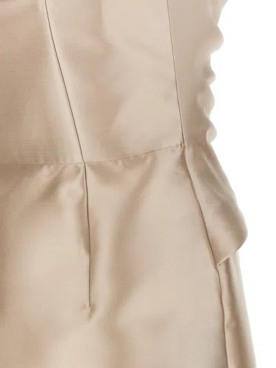 Alberta Ferretti Beige Mikado Longuette Dress In Neutral