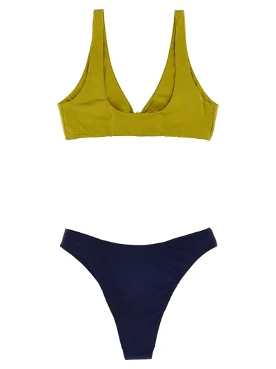 Elisabetta Franchi Two-tone Lycra Bikini With Glossy Top