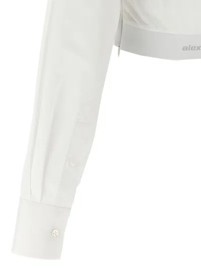 Alexander Wang Cropped Cotton Shirt With Elastic Logo Hem In White