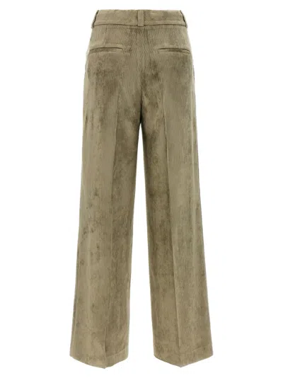 Peserico Wide Leg Corduroy Trousers With Belt Loops In Green