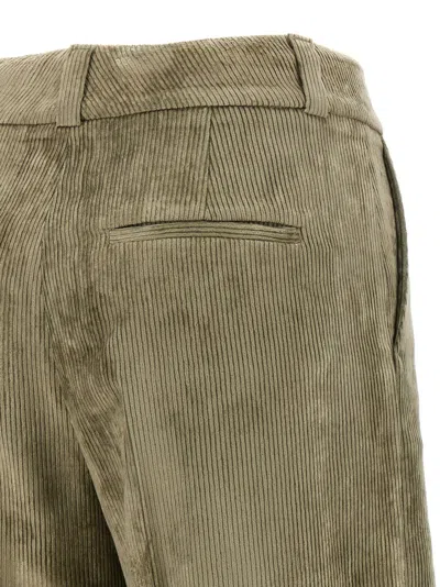 Peserico Wide Leg Corduroy Trousers With Belt Loops In Green
