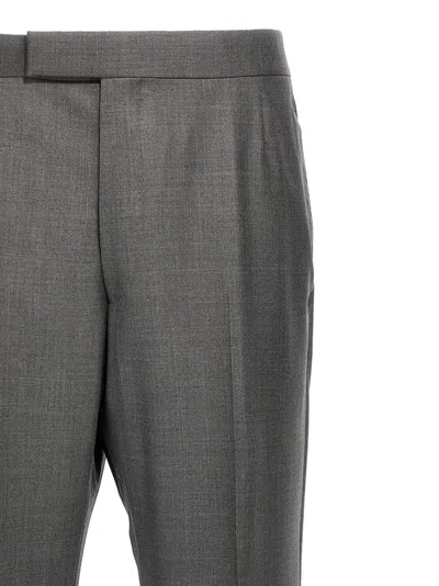 Thom Browne Backstrap Cropped Tailored Trousers In Gray