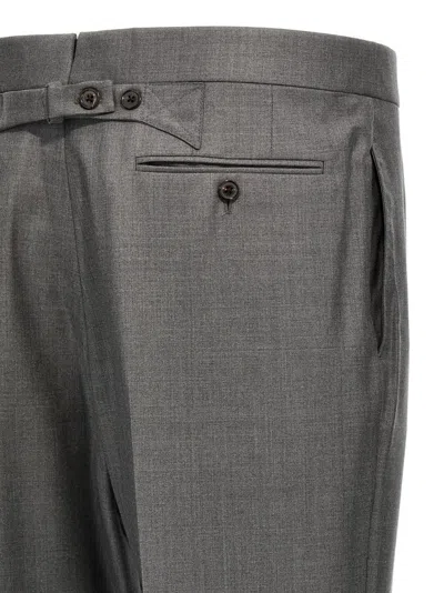 Thom Browne Backstrap Cropped Tailored Trousers In Gray