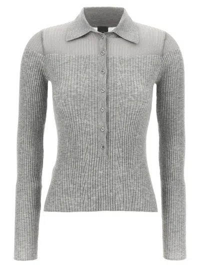 Pinko Ribbed Spread Collar Polo Top