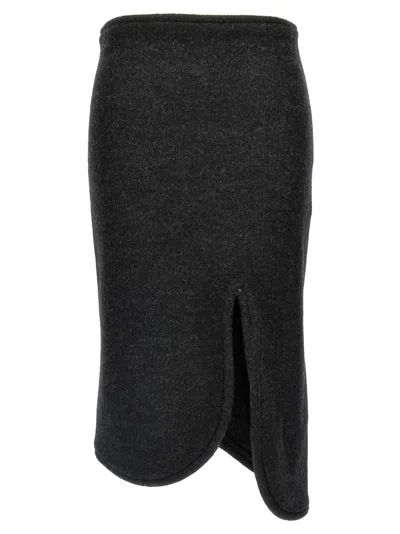 Victoria Beckham Padded Tube Detail Skirt In Gray