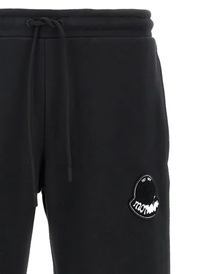 Moncler Cotton Joggers With Elasticated Cuffs And Drawstring Waistband In Black