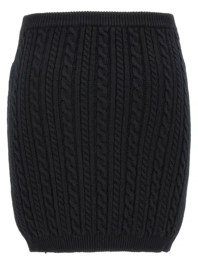 Alessandra Rich Textured Cable Knit Wool Skirt