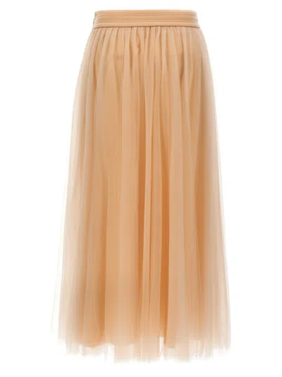 Fabiana Filippi Tulle Longuette Skirt With Flowing Layers In Pink