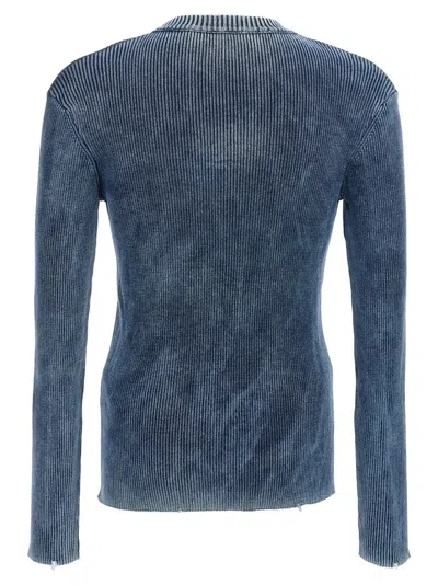 Diesel 'darin' Blue Crewneck T-shirt With Oval D Logo Cut-out On The Front In Blue