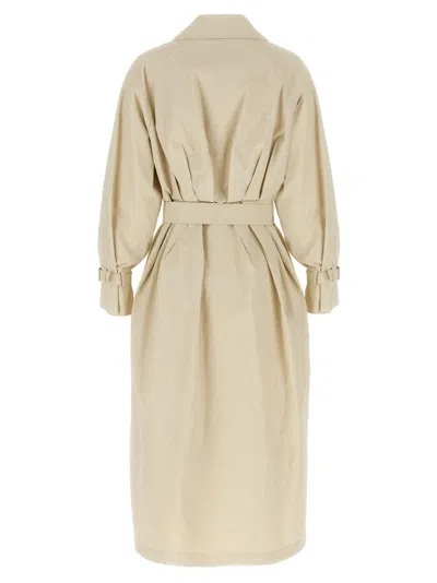 Max Mara Double-breasted Ivory Trench Coat With Belted Waist In Neutral