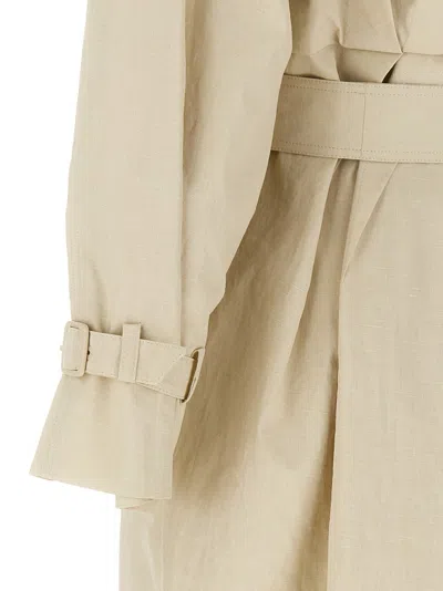 Max Mara Double-breasted Ivory Trench Coat With Belted Waist In Neutral