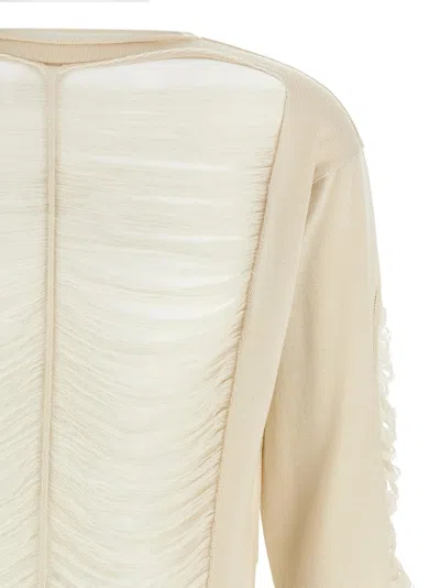 Rick Owens Torn Ivory Sweater In Wool
