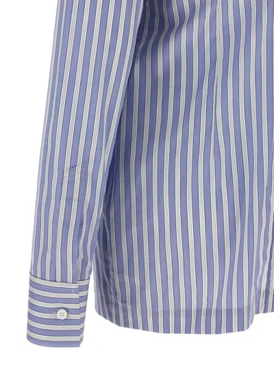 Attico Striped Shirt With Cuffed Long Sleeves In Blue