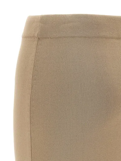 Max Mara Ribbed Texture Midi Length Elastic Waistband Skirt In Neutral