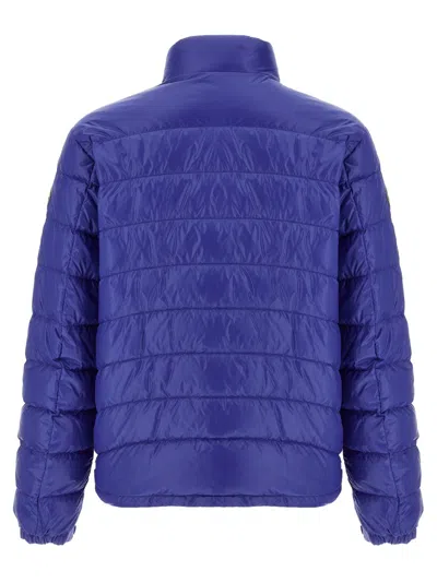 Moncler Padded Jacket With Elastic Cuffs And High Collar In Blue